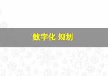 数字化 规划